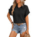 Color-Black-Spring Summer Women Drop Shoulder Loose Short Sleeve Casual Shirt Women-Fancey Boutique