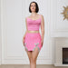 Color-Pink-Outfit Sexy Socialite Sling Beaded Skirt Cocktail Party Elegant Short Dress Two Piece Set-Fancey Boutique