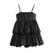 Color-Multi-Spring Women Clothing Women Black Camisole Dress Tiered Dress-Fancey Boutique