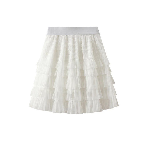 Color-White-Mesh Skirt Women Summer Spring Autumn Clothing A line Tiered Dress Short Skirt-Fancey Boutique