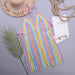Color-Multi-Handmade Crochet Multicolored Tassel Outdoor Strap Backless Top Split Swimsuit-Fancey Boutique
