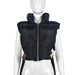 Color-Black-Sexy Stand Collar Zipper Cotton Filled Metal Buckle Strap Vest Coat Cotton Padded Coat-Fancey Boutique