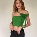 Color-Green-Spring Sexy French Three Dimensional Floral Ribbon Halter Stitching Tube 3D Rose Top Vest for Women-Fancey Boutique