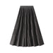 Color-Gray-Mid Length Pleated Draping Skirt for Women Autumn Winter A line High Waist Skirt-Fancey Boutique