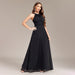 Halter Backless Pleated Waist Party Back Zipper Black a Large Swing Fully Lined Evening Dress-Fancey Boutique