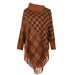 Color-camel-Autumn Winter Shawl Cape Knitwear Sweater Half Open Collar Tassel Hem Coat-Fancey Boutique