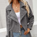 Color-Gray-Women Clothing Autumn Winter Casual Short Shipment Zipper Jacket Coat for Women-Fancey Boutique