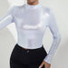 Color-White-Autumn Sexy Slim Fit Slimming Long Sleeves Top Solid Color All Matching Half Turtleneck T shirt for Women-Fancey Boutique