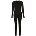 Color-Black-Autumn Winter Women Clothing Solid Color High Waist Tight Sports Fitness Jumpsuit-Fancey Boutique