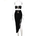 Color-Black-Women Clothing Tube Top Open Cropped Backless Top Sexy High Split Sheath Skirt Two Piece Set-Fancey Boutique