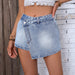 Color-Washed Blue-Women Clothing Comfortable Slim Denim Shorts Pocket-Fancey Boutique