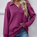 Color-Purple-Women Clothing Autumn Winter Winter Polo Collar Long Sleeve Loose Fitting Fleece Pullover Women-Fancey Boutique