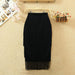 Color-Black-High Waist Stitching Tassels Slim-Fit Hip Skirt Party Pencil Skirt plus Size Women Skirt Skirt Plus Size-Fancey Boutique