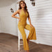 Color-Yellow-New Summer Loose Slim One Piece Sleeveless Zipper Backless Casual Solid Color Jumpsuit-Fancey Boutique