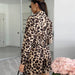 Summer Women Leopard Print Long Sleeve Cardigan Shirt Women Shorts Women Two Piece Set-Fancey Boutique