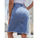 Women Clothing High Waist Fall Mid Length Hip Split Denim Skirt-Fancey Boutique
