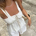 Simple Elegant Square Collar Camisole Cotton Linen Summer Ruffled Shorts Two Piece Set-Fancey Boutique