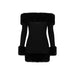 Black Plush Long Sleeve off Shoulder Dress Autumn Winter Women Fur Backless Sexy Hip-Fancey Boutique