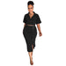 Color-Black-Polo Collar Summer Small Suit Short Sleeve Suit Split Skirt Office Women Two-Piece Suit-Fancey Boutique