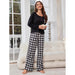 Color-Black-Pajamas Women Spring Autumn Plaid Long Sleeve Cardigan Homewear Two Piece Set-Fancey Boutique