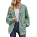 Color-Dark Green-Autumn Winter Solid Color Pocket Long Sleeve Loose Hooded Sweater Women Coat-Fancey Boutique