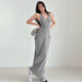 Summer Women Clothing Solid Color Low Cut Sexy High Waist Ruched Dress-Gray-Fancey Boutique