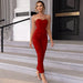 Color-Red-Women Sexy Slim Solid Tubular Jumpsuit-Fancey Boutique