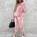 Color-Pink-Winter Solid Color Hooded Sports Casual Silver Fox Velvet Suit Women-Fancey Boutique