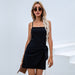 Color-Black-Spot Women Clothing Sexy Solid Color Cami Dress Irregular Asymmetric Lace up Casual A line Dress-Fancey Boutique