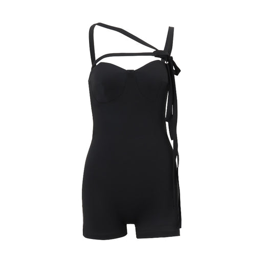 Spring Sexy Strap off Shoulder Wrapped Chest Slim Fit Bodysuit Women-Black-Fancey Boutique