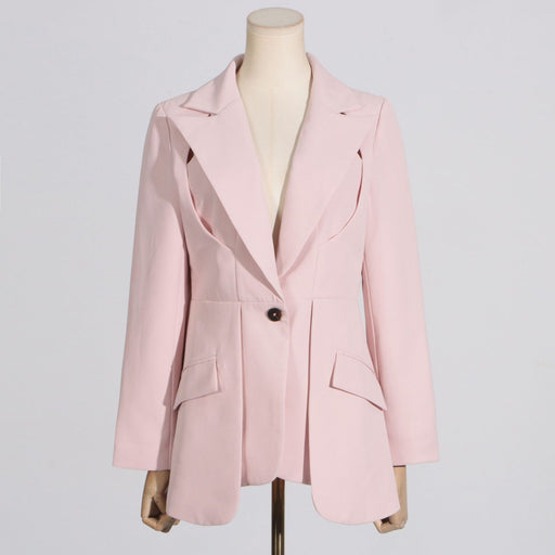 Elegant Small Blazer Women Autumn Comfort Casual Irregular Asymmetric Cinched Graceful Blazer-Pink-Fancey Boutique