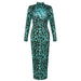 Color-Multi-Leopard Print Sheath Dress Socialite Turtleneck Dress Women-Fancey Boutique