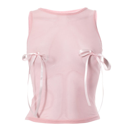Color-Pink-Sexy Sweet Sexy Pink Short Three Dimensional Bow Top Women Summer-Fancey Boutique