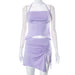 Color-Purple-Sexy Halter Backless Purple Skirt Set Women Summer-Fancey Boutique