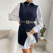 Color-Purplish blue-Dedicated for Early Autumn Middle East Women Split Solid Color Mid Length Vest Sweater-Fancey Boutique