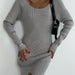 Long Sleeve Mid Length Fall Winter Sweater Dress Backless Tight Sexy Slit Knitted Dress for Women-Fancey Boutique