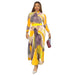 Color-Yellow Multicolor-Long Sleeved Short Top Elegant Pleated Skirt Two Piece Set-Fancey Boutique