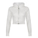 Street Furry Hooded Woolen Short Top Slim Fit Fur Ball Solid Color All-Matching Coat-White-Fancey Boutique