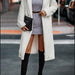 Color-White-Autumn Winter Long Solid Color Long Sleeve Woolen Women Coat-Fancey Boutique