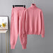 Color-Pink-Casual Set Autumn Winter Turtleneck Solid Color Sweaters Two Piece Set-Fancey Boutique
