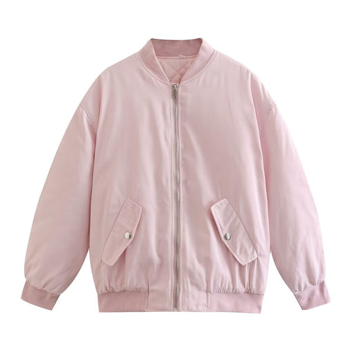 Color-Pink-Summer Women Street Loose Jacket Cotton Coat Jacket-Fancey Boutique