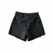 Color-Black-Spring Summer Korean Irregular Asymmetric Criss Cross Waist Loose Wide Leg Pants Women Raw Edge Denim Shorts Women-Fancey Boutique