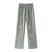 Color-Pants-Spring Women Clothing Heavy Embroidery Sequ Shirt Straight Leg Pants-Fancey Boutique