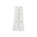 White Bubble Crepe Sleeveless Lace up Vest Pants Set Spring Summer Two Piece Set-Fancey Boutique