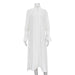 Color-White-Early Spring Solid Color Long Sleeve Stand Collar Design Shirt Dress Women French Casual Slit Maxi Dress-Fancey Boutique
