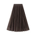 Color-Deep Coffee-Mesh Skirt Women Autumn Winter High Waist Cover Two Sides Pleated Mid Length Large Swing A Line Gauze Skirt-Fancey Boutique