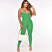 Color-Green-Sports Women Wear Multi Color Edge Sexy Suspender Trousers Jumpsuit Summer-Fancey Boutique