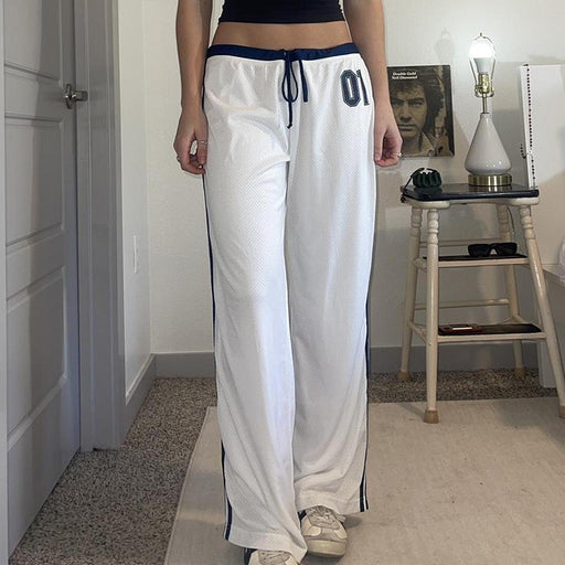 Street Printing Striped Casual Pants for Women Arrival Contrast Color Loose Lace up All Matching Trousers Summer-Fancey Boutique