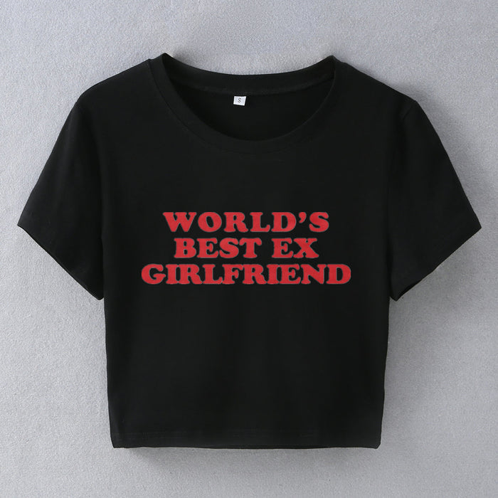 Color-Black-World Best Ex Girlfriend Street Hipster Short Slim Fit Short Sleeve-Fancey Boutique