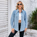 Color-Light Blue-Women Clothing Washed Out Vintage Pointed Collar Denim Long Sleeve Shirt Top Women-Fancey Boutique